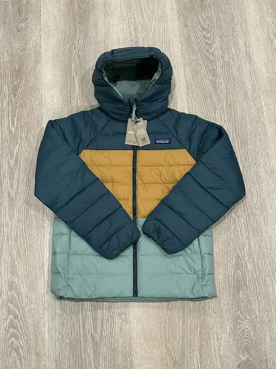 Patagonia Reversible Down Sweater Hoodie, Ellwood Green, Sz Med 10, NWT