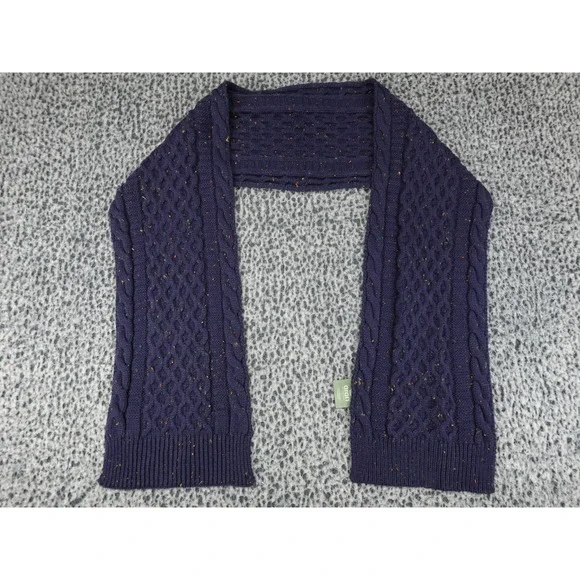 Aran Woollen Mills Scarf Unisex OS Navy Blue Excellent Cable Knit Confetti Fleck