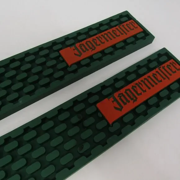 Jägermeister Bar Mat Spill Rail Drip Tray Rubber Service Mat Set of 2 Green 21