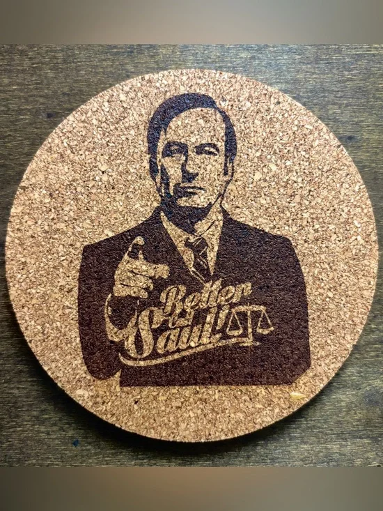 Better Call Saul Saul Goodman Laser Engraved Cork Coaster