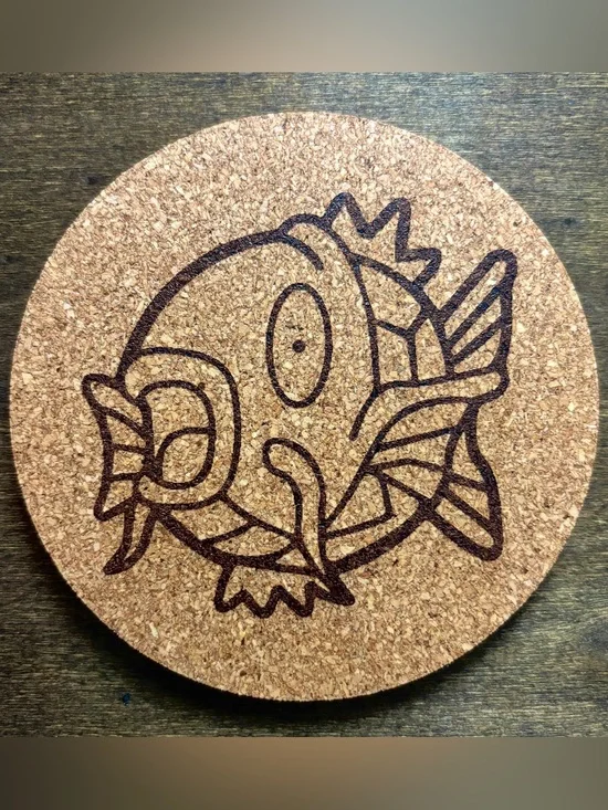 Pokemon Magikarp Face Laser Engraved Cork Coaster