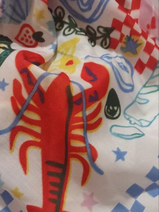 NWTS Piper K Coastal Chic Seafood Scarf Lobster Sardine Summer Resort