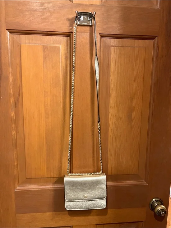 Tory Burch Gold Leather Chain Strap Crossbody