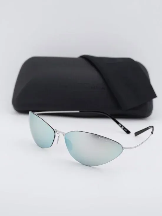 Balenciaga BB0350S 004 Cat Eye Sunglasses - Silver/Silver Mirror
