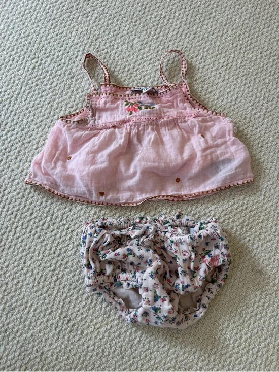 Emile et Ida Two-Piece Set - Embroidered Top & Bloomers