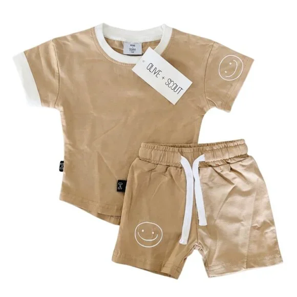 Olive + Scout Brown Smiley Beck Set – Size 3–6M (NWT)