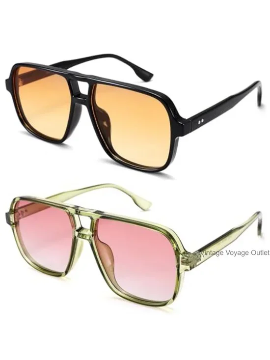 Oversized Retro Square Sunglasses UV400 Protection for Women Men
