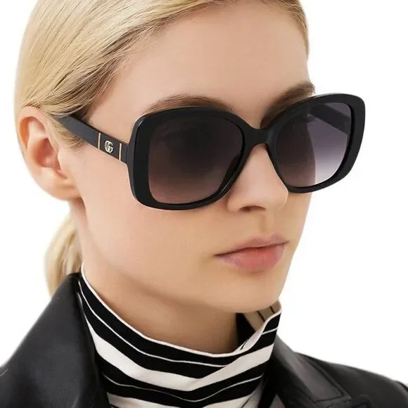Brand NEW Gucci GG0762S  001 Black Gray Gradient Square Women Sunglasses