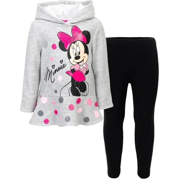 Minnie Mouse Fleece Pullover Crossover Hoodie and Leggings Outfit Set Infant to
