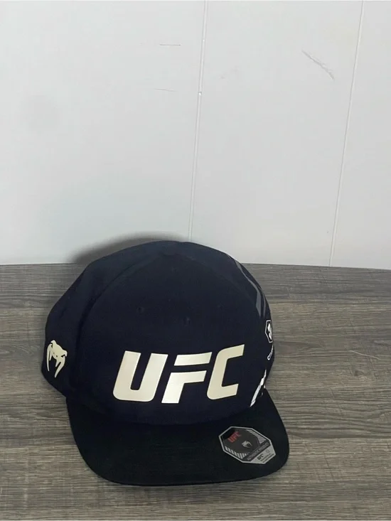 UFC Black Cap with White Logo and Accents