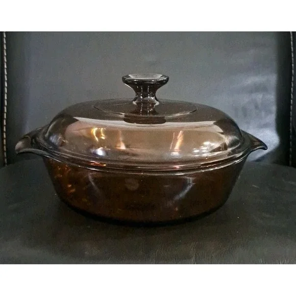 Vintage Anchor Hocking Amber Brown‎ Glass 1.5 Quart With Lid Casserole Dish