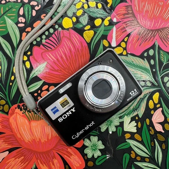 Sony Cyber-shot DSC-W220 12.1MP Digital Camera Black Carl Zeiss 4x Zoom Bundle