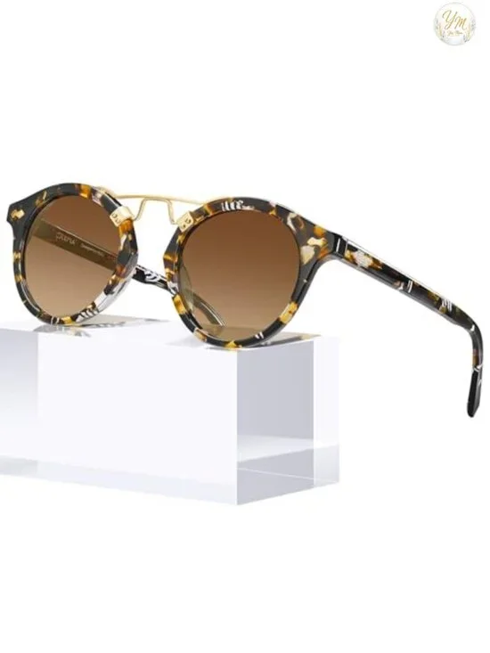 Polarized Round Sunglasses for Women Retro Acetate UV400 Driving