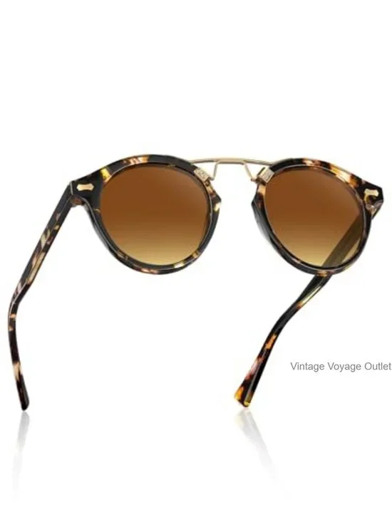 Round Retro Sunglasses for Women Polarized UV Protection TR90 Stainless Steel