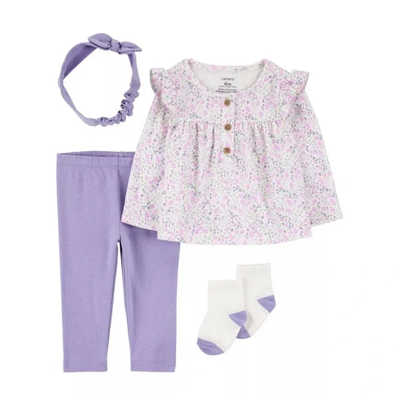 Carters Purple Floral‎ Outfit Set Newborn NWT