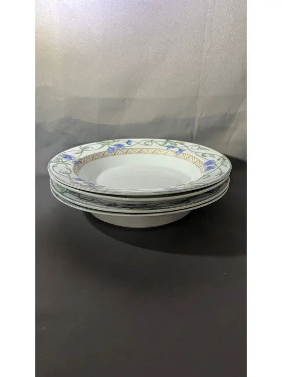 Dansk Umbrian Flowers Rimmed Soup/Pasta Bowl Set Of 4