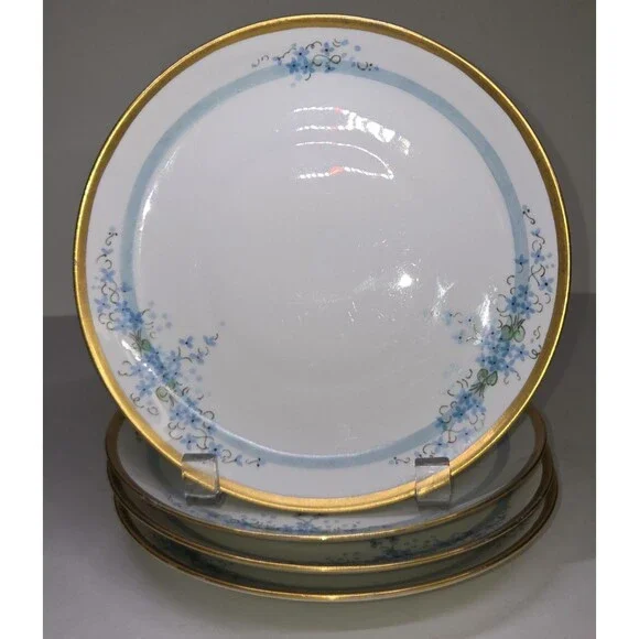 Set Of 4 Antique KPM Salad Plates Hand Painted 8