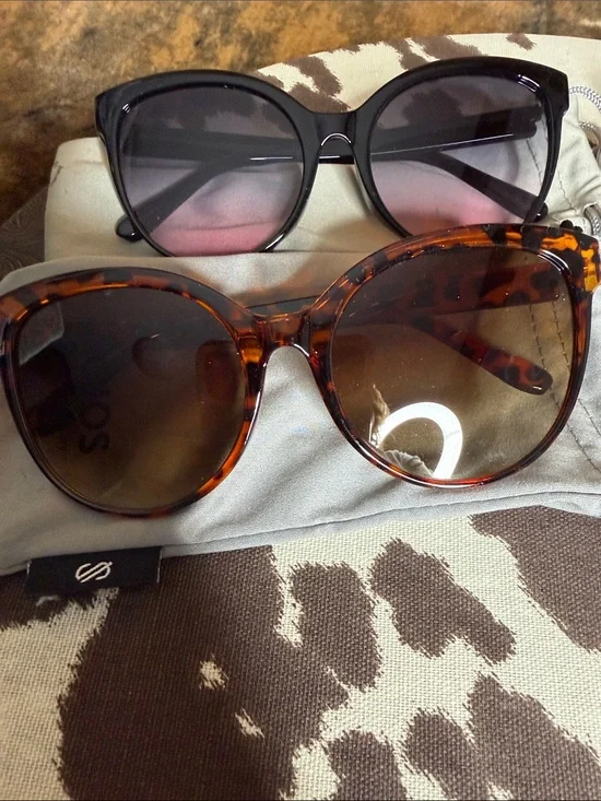 Tortoiseshell and Black Oversized Women's Sunglasses Duo 2pc
