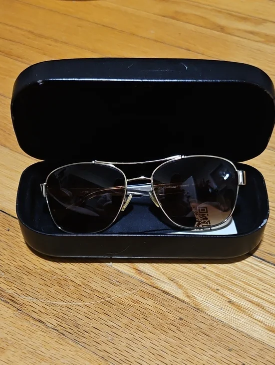 Coach Aviator Sunglasses in Gold with Dark Brown Lenses