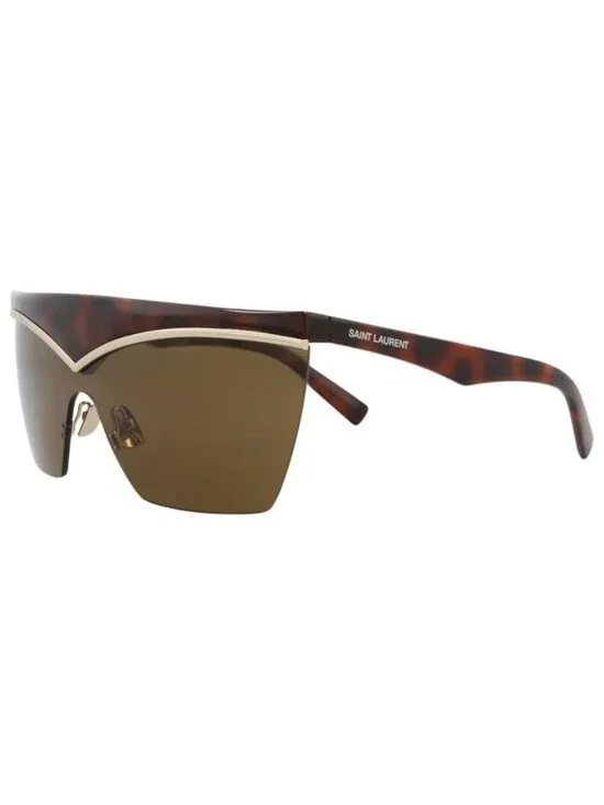 New Saint Laurent Womens Shield/Wrap Havana Havana Brown Fashion Designer Sungla