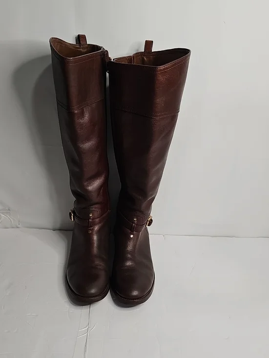 Tory Burch  Simone Dark Brown Leather Over-the-Knee Riding Boots.