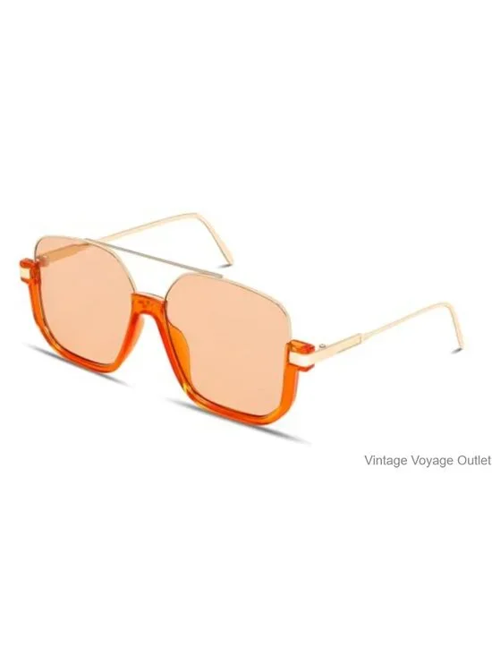 Oversized Square Aviator Sunglasses Women Men Retro Pilot Double Bridge UV