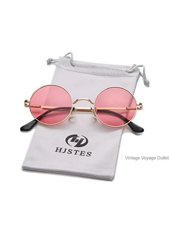 Polarized Round Sunglasses Retro Hippie Metal Frame UV400 Protection Circle