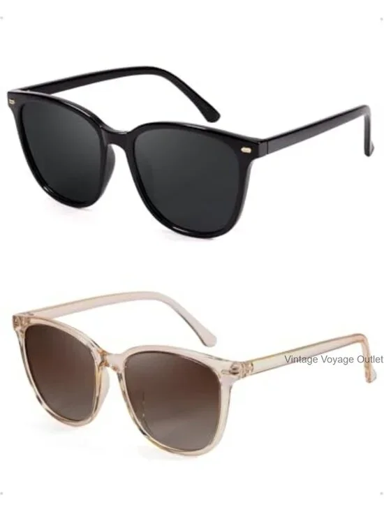 2 Pack Polarized UV400 Protection Big Frame Sunglasses for Women Trendy Stylish