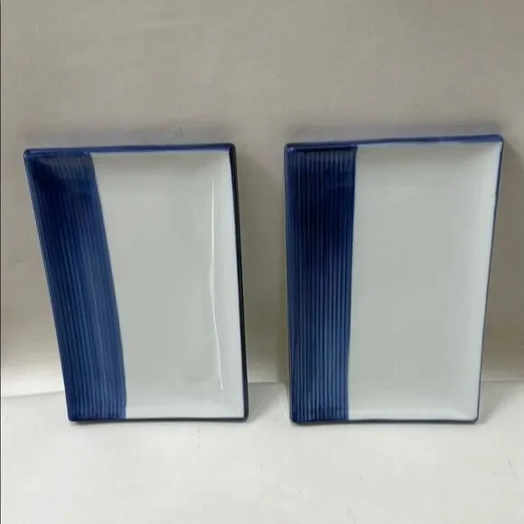 Pier 1 Elegant Blue White Sushi Dinnerware Collection 8 X 5 1/2 Japan Rectangle