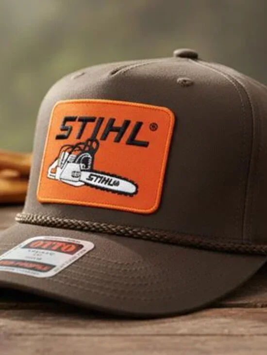 Retro Chainsaw Forestry Patch Brown OTTO Twill Rope Hat Cap New Equipment Rugged