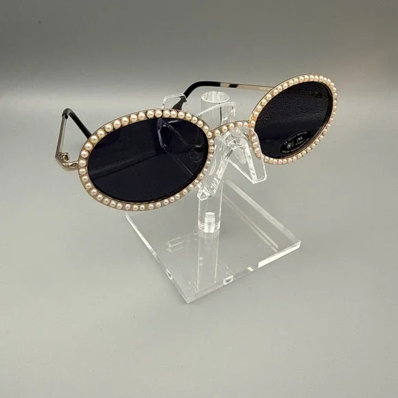 Zara oval gold pearl sunglasses -polarized gray lenses UV400 protection NWT