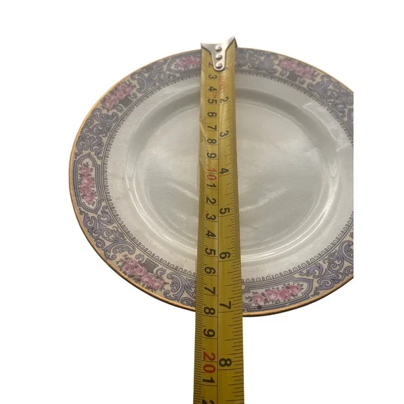 Theodore Haviland Limoges Oxford Salad Plates Set of 4 Pink Blue Gold 7.5