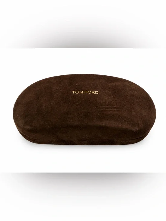 Tom Ford Brown Suede Eyeglass Sunglass Hard Case Only Clamshell Gold Logo