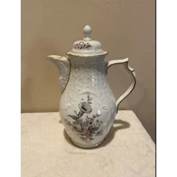 Rosenthal‎ Germany Grey Rose Gold Trim Coffee Pot 9.5