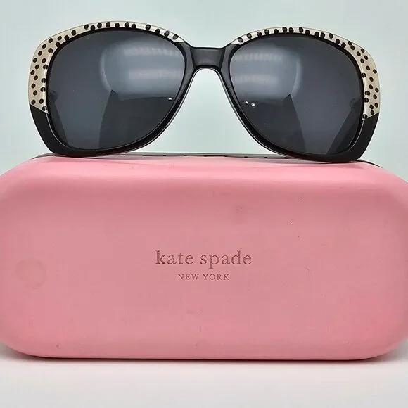 kate spade Black Sunglasses with Cream Polka-Dot Trim