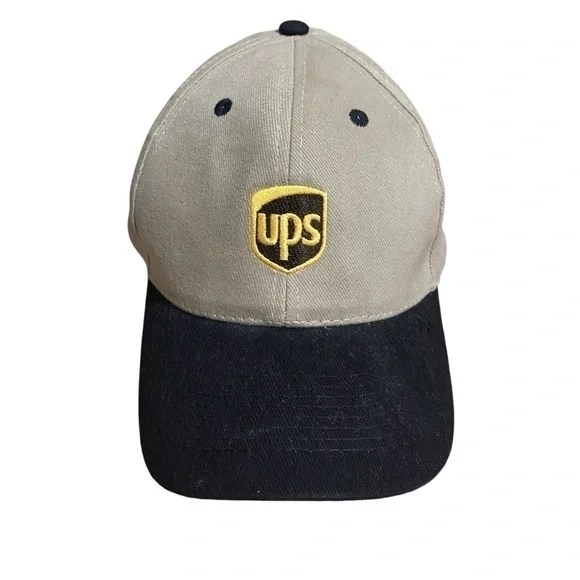 Vintage UPS Canvas Hat Strap Back Tan Black