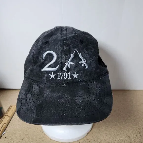 2A‎ 1791 Black Kryptek Hat Second Amendment Gun USA Flag Typhon Strap Buckle Cap