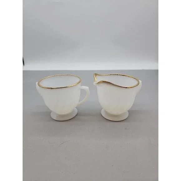 Anchor Hocking Fire King‎ Golden Anniversary Cream & Sugar Bowl Set