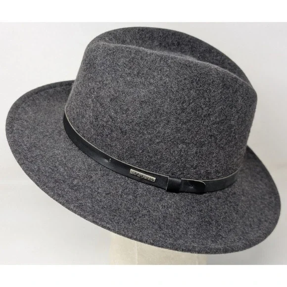 Stetson Explorer Wool Fedora Hat‎ Men's Size Large Crushable Water Repellent USA