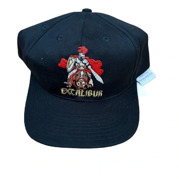 Vintage Excalibur Hat NEW Hotel Las Vegas Casino Black Embroidered SnapBack