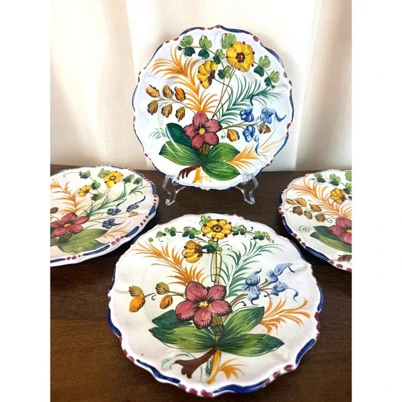 VTG Capri‎ Italy Set FOUR Floral Stoneware 7