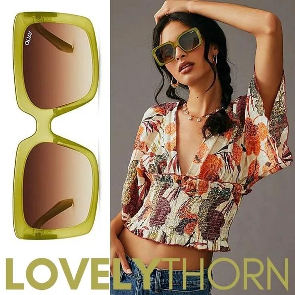 QUAY // ltd ed paris hilton premium-injection green frames brown fade lens