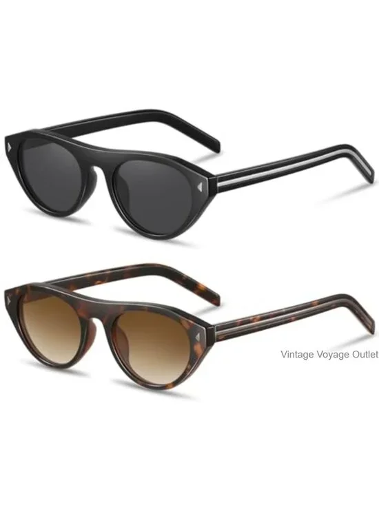 Retro Oval Sunglasses Women Men Trendy Small Cateye Narrow Round Shades UV400 2