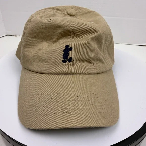 Disney Parks Mickey Mouse Silhouette Khaki Tan Baseball Cap Dad Hat Adjustable