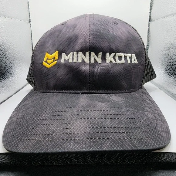 Minn Kota Richardson 112P‎ Trucker Hat Mens Black Camo Mesh Snapback Fishing Cap