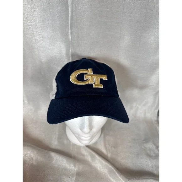 NWT Adidas Georgia‎ Tech GT Golden T's Navy Blue White Mesh Trucker Hat Cap