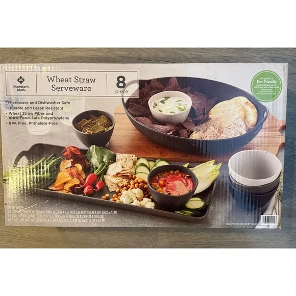 8-Piece Wheat Straw Serveware Set Dinnerware Dishes Eco-Friendly