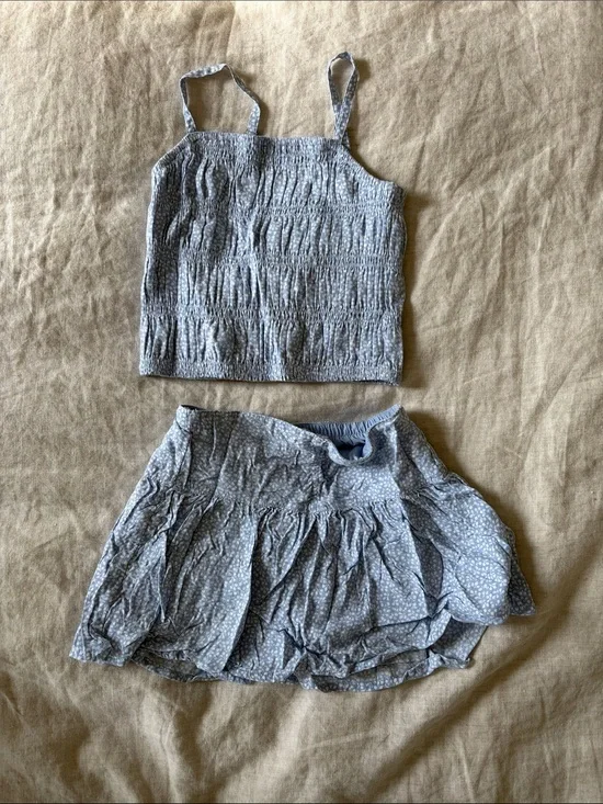 abercrombie kids Blue Smocked Tank Top & Skirt Set