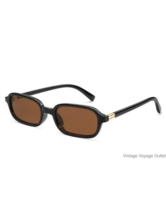 Women's Small Rectangular Retro Sunglasses UV400 Protection 90s Square Vintage