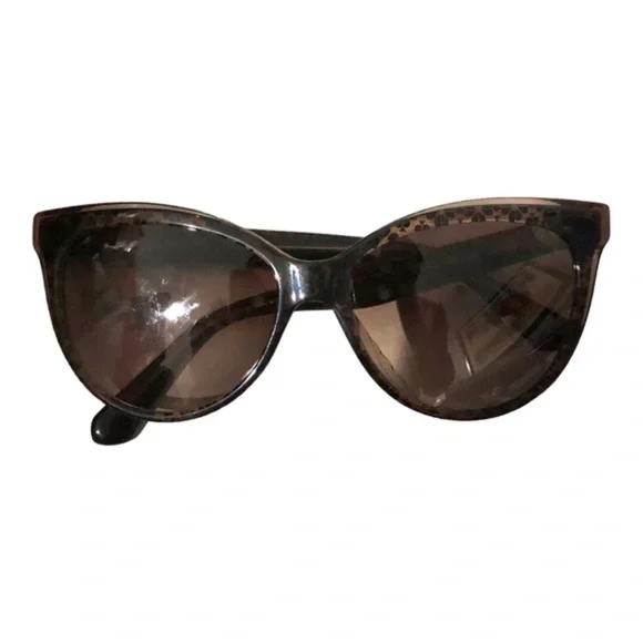 Kate Spade hello sunshine dark brown embedded logo gold emblem sunglasses‎ new